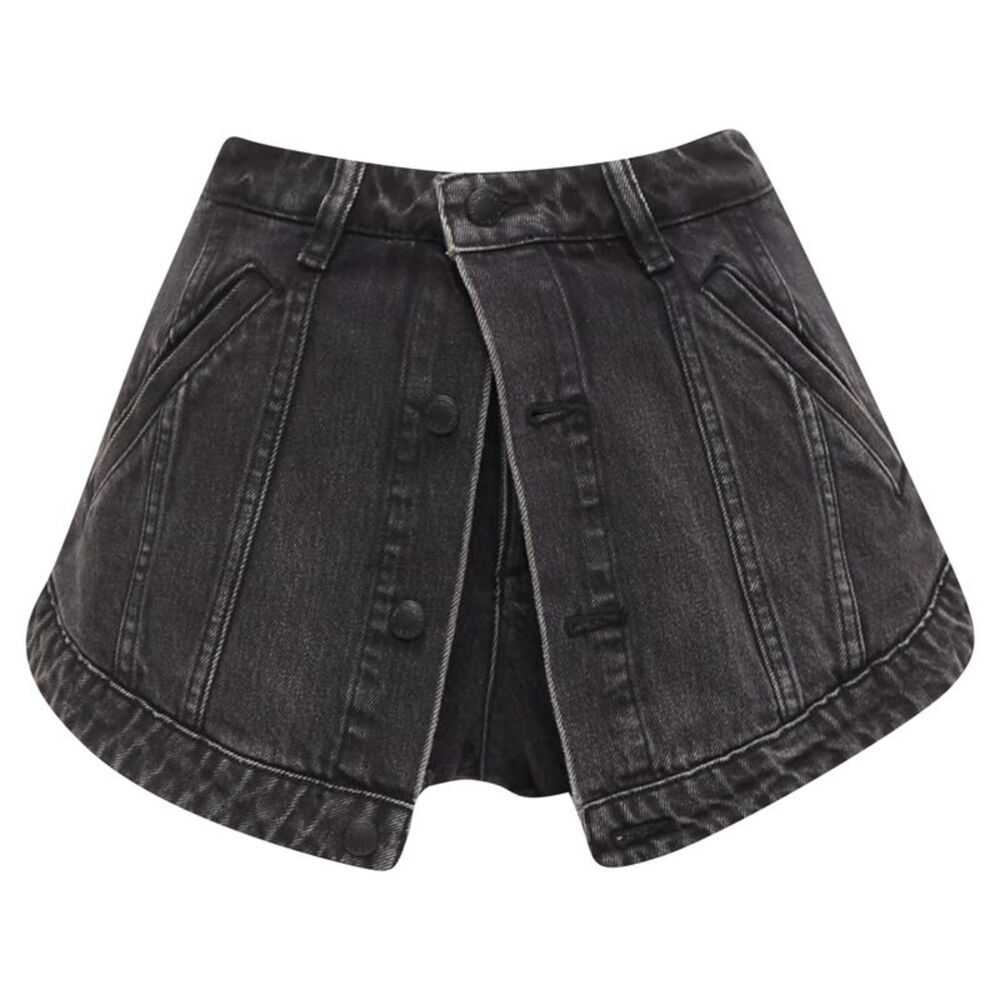 Alexander Wang washed cotton layered skort high waist shorts